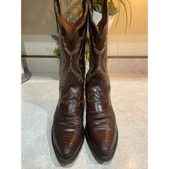 Lucchese 1883 Lizard Cowboy Boots With Embroidered Western Design Size 7 - Picture 5 of 14